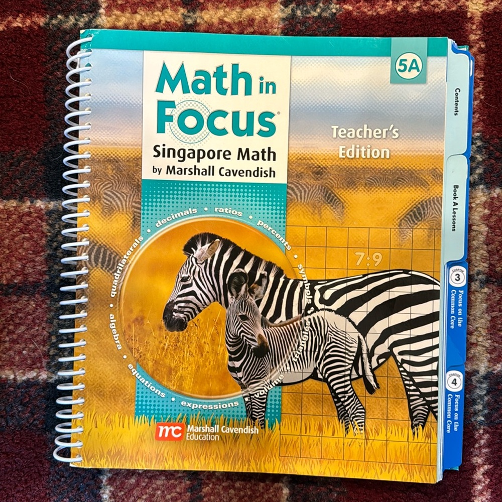 Math in focus teachers edition. 5A. Chapters 1-7.